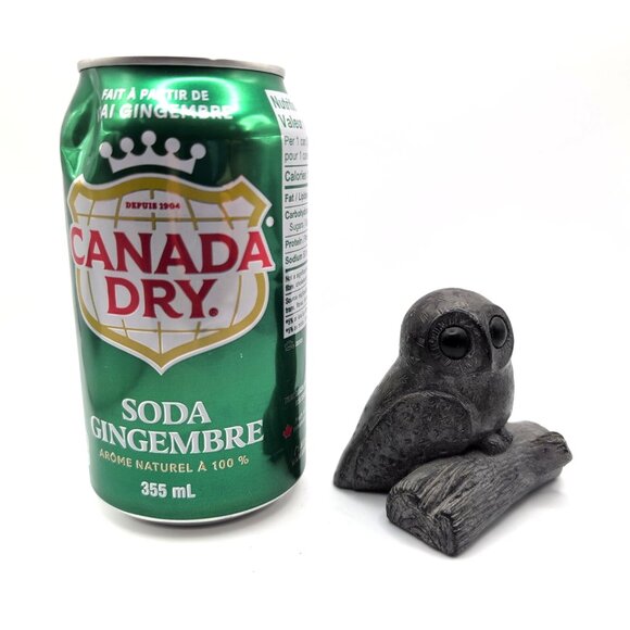 Wolf Original Owl on Log Handcrafted Sculpture Figure Canada Signed Stone/Resin - Picture 2 of 8